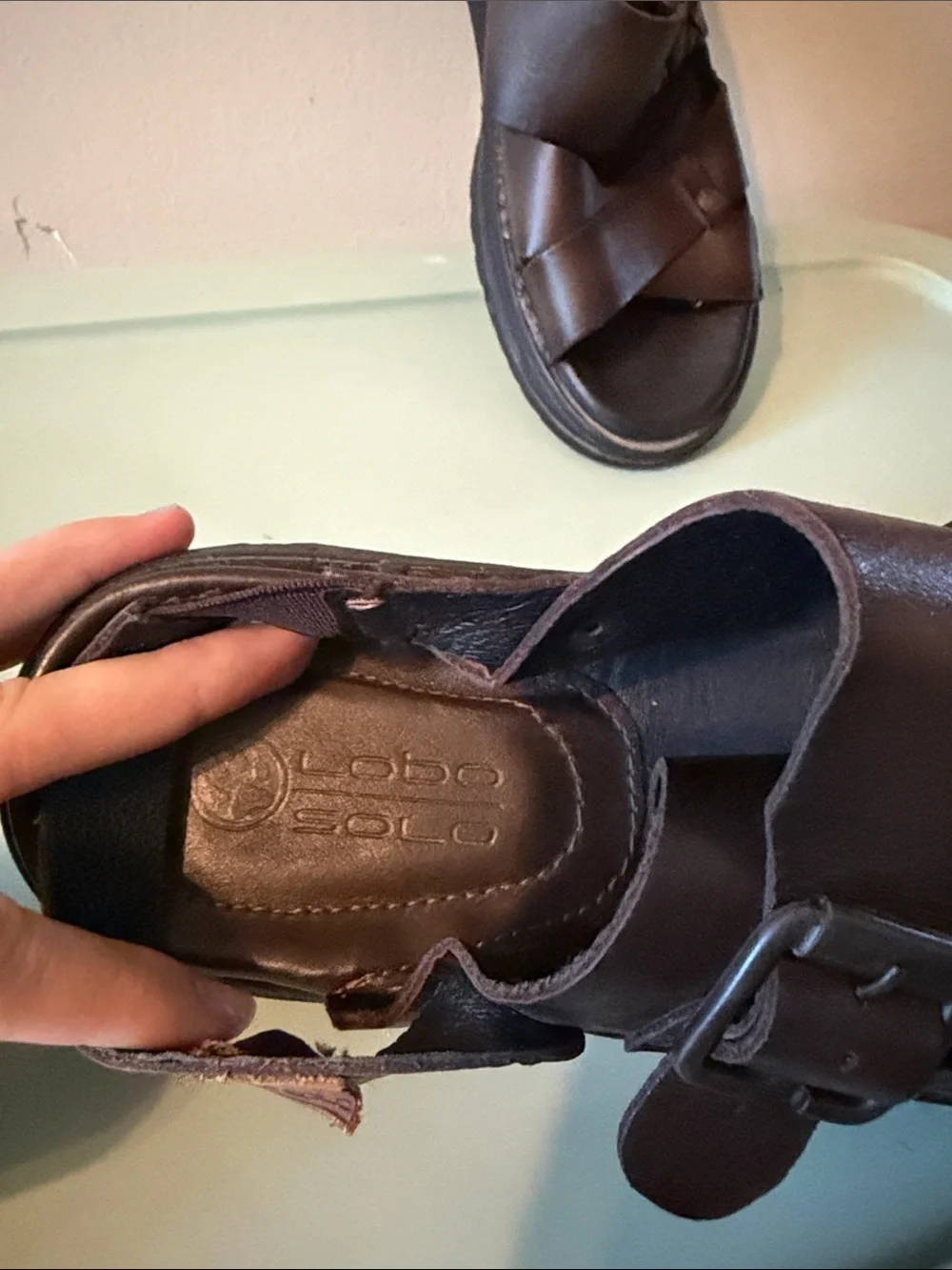 Men's Dark Brown Leather Open-Toe Comfort Sandals